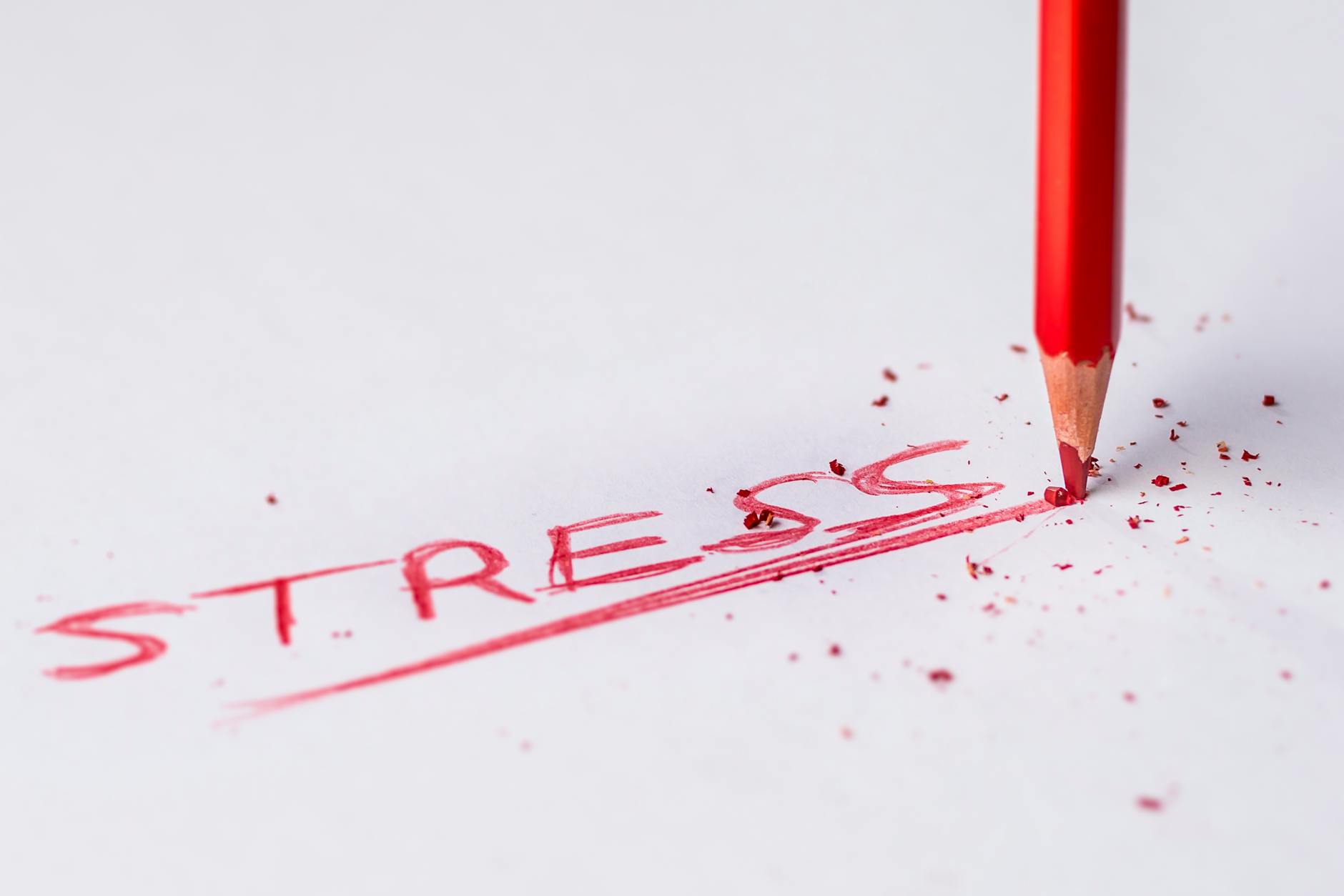 stress handwritten text on white printer paper - stress